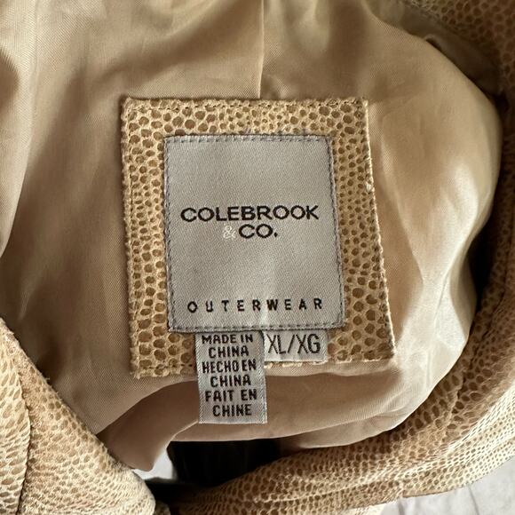Colebrook & Co. Outerwear Tan Leather Snake Skin Print Jacket, XL, Pre-owned - Picture 5 of 6
